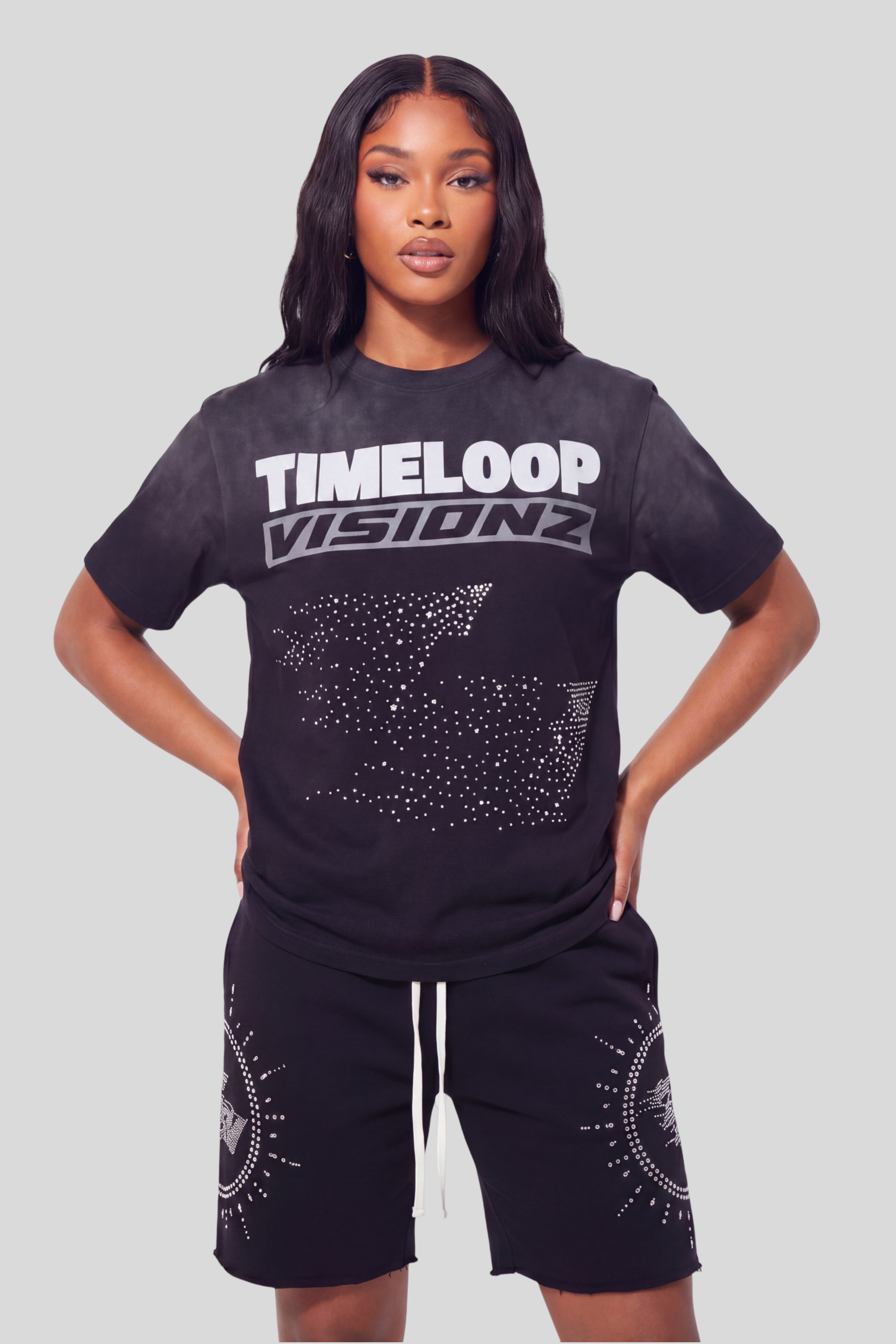 RHINESTONE MIRROR SHORTS