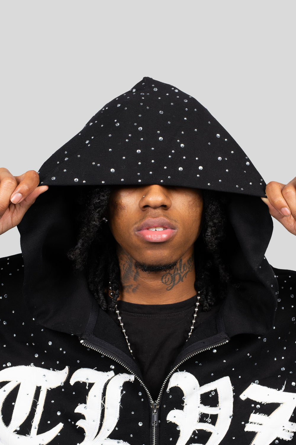 RHINESTONE ZIP HOODIE