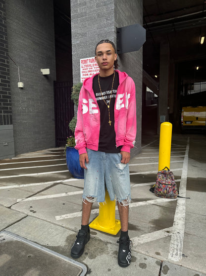 OFF PINK "SEEK" ZIP UP