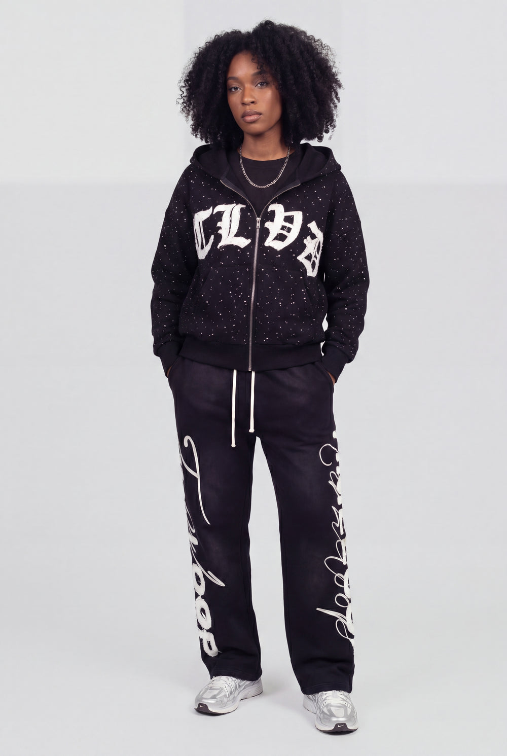 RHINESTONE ZIP HOODIE