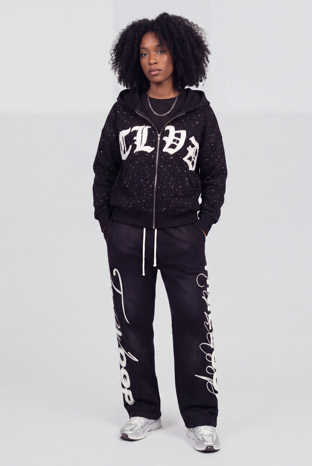 RHINESTONE ZIP HOODIE